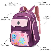 Eazy Kids Unicorn Planet school bag w/t Pencil Case-Purple For 3YearsPlus, Unisex (EZ_SB01_PU)