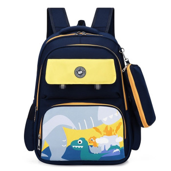 Eazy Kids School Bag Dino w/t Pencil Case -Blue For 3Years+, Unisex (EZ_SB01_BK)