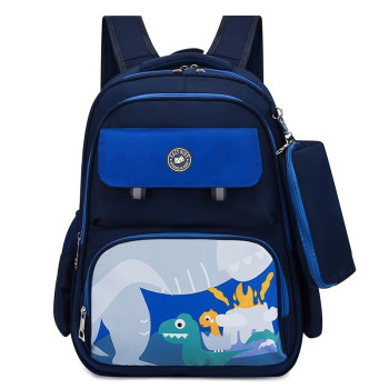 Eazy Kids Dino School Bag w/t Pencil Case-Dark Blue For 3Years+, Unisex (EZ_SB01_BU)