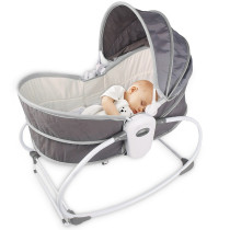 Teknum 5-in-1 Cozy Rocker Bassinet w/ Awning & Mosquito net- Grey For 0-3Years, Unisex (TK_5in1RK_GY)
