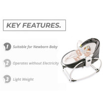 Teknum 5-in-1 Cozy Rocker Bassinet w/ Awning & Mosquito net- Grey For 0-3Years, Unisex (TK_5in1RK_GY)