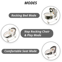 Teknum 5-in-1 Cozy Rocker Bassinet w/ Awning & Mosquito net- Grey For 0-3Years, Unisex (TK_5in1RK_GY)