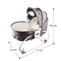Teknum 5-in-1 Cozy Rocker Bassinet w/ Awning & Mosquito net- Grey For 0-3Years, Unisex (TK_5in1RK_GY)