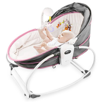 Teknum 5-in-1 Cozy Rocker Bassinet w/ Awning & Mosquito net- Pink For 0-3Years, Unisex (TK_5in1RK_PI)