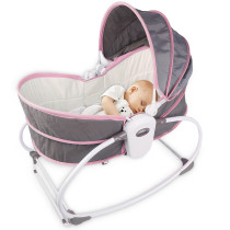 Teknum 5-in-1 Cozy Rocker Bassinet w/ Awning & Mosquito net- Pink For 0-3Years, Unisex (TK_5in1RK_PI)