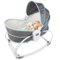Teknum 5-in-1 Cozy Rocker Bassinet w/ Awning and Mosquito net- Green For 0-3Years, Unisex, TK 5in1RKGR