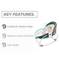 Teknum 5-in-1 Cozy Rocker Bassinet w/ Awning and Mosquito net- Green For 0-3Years, Unisex, TK 5in1RKGR