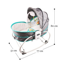 Teknum 5-in-1 Cozy Rocker Bassinet w/ Awning and Mosquito net- Green For 0-3Years, Unisex, TK 5in1RKGR