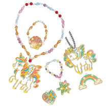 Eazy Kids DIY Kids Art & Craft Crystal Pendant Making & Coloring Set XL- Unicorn For 3Years+, Unisex (EZ_DIYCP_UISE2)