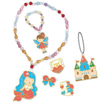 Eazy Kids DIY Kids Art & Craft Crystal Pendant Making & Coloring Set XL- Princess For 3 Years Plus, Unisex