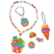 Eazy Kids DIY Kids Art & Craft Crystal Pendant Making & Coloring Set XL- Dessert For 3Years+, Unisex (EZ_DIYCP_DESE)