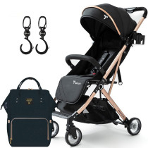 Teknum Explorer Travel Stroller w/t Diaper Bag & Stroller Hooks - Black For 6-36Months, Unisex (CM_TKSN_EXPSTDPBL)