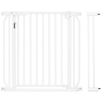 Baby Safe - Metal Safety LED Gate w/t 10cm Extension - White For 6MonthsPlus, Unisex, BS-CM-LMG10WH