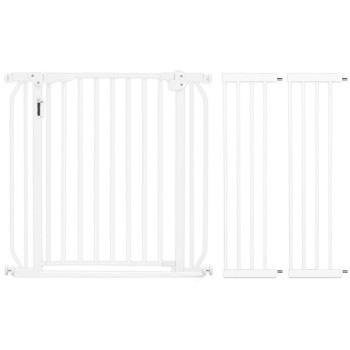 Baby Safe - Metal Safety LED Gate w/t 20cm x 2 Extension - White For 6Months+, Unisex, BS - CM - LMG20WH2
