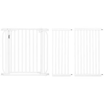 Baby Safe - Metal Safety LED Gate w/t 30 cm + 45 cm Extension - White For 6Months+, Unisex (BS_CM_LMG3045WH)