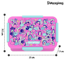 Eazy Kids Lunch Box Set and Tritan Water Bottle w/ 2in1 drinking, Flip lid and Sipper, Unicorn - Pink, 650ml