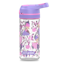 Eazy Kids Lunch Box Set and Tritan Water Bottle w/ Lockable Push button and Carry Handle, Tropical - Purple, 420ml