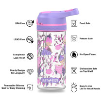 Eazy Kids Lunch Box Set and Tritan Water Bottle w/ Lockable Push button and Carry Handle, Tropical - Purple, 420ml