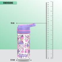 Eazy Kids Lunch Box Set and Tritan Water Bottle w/ Lockable Push button and Carry Handle, Tropical - Purple, 420ml