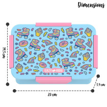 Eazy Kids Lunch Box and Tritan Water Bottle w/ Flip Lid, Gen Z Skater - Blue, 750ml