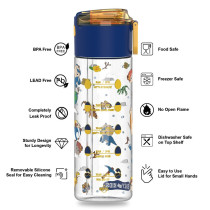 Eazy Kids Lunch Box Set and Tritan Water Bottle w/ Snack Box, T-Rex- Blue, 450ml