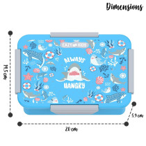 Eazy Kids Lunch Box Set and Tritan Water Bottle w/ Snack Box, Shark - Blue, 450ml