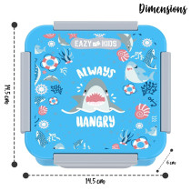 Eazy Kids Lunch Box Set and Tritan Water Bottle w/ Snack Box, Shark - Blue, 450ml