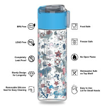Eazy Kids Lunch Box Set and Tritan Water Bottle w/ Snack Box, Shark - Blue, 450ml