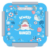 Eazy Kids Lunch Box Set and Tritan Water Bottle w/ Snack Box, Shark - Blue, 450ml