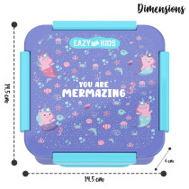 Eazy Kids Lunch Box Set and Tritan Water Bottle w/ Snack Box, Mermaid - Purple, 450ml