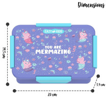 Eazy Kids Lunch Box Set and Tritan Water Bottle w/ Snack Box, Mermaid - Purple, 450ml
