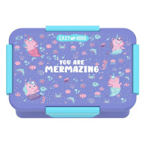 Eazy Kids Lunch Box Set and Tritan Water Bottle w/ Snack Box, Mermaid - Purple, 450ml
