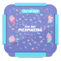 Eazy Kids Lunch Box Set and Tritan Water Bottle w/ Snack Box, Mermaid - Purple, 450ml