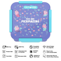 Eazy Kids Lunch Box Set and Tritan Water Bottle w/ Snack Box, Mermaid - Purple, 450ml