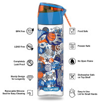 Eazy Kids Lunch Box Set and Tritan Water Bottle w/ Spray, Soccer - Blue, 750ml
