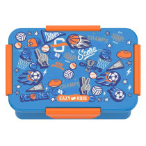 Eazy Kids Lunch Box Set and Tritan Water Bottle w/ Spray, Soccer - Blue, 750ml