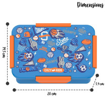 Eazy Kids Lunch Box Set and Tritan Water Bottle w/ Spray, Soccer - Blue, 750ml