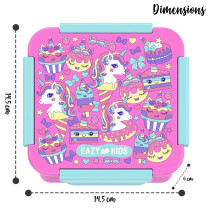 Eazy Kids Lunch Box Set and Tritan Water Bottle w/ Spray, Unicorn Desert - Pink, 750ml