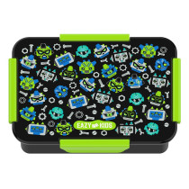 Eazy Kids Lunch Box Set and Tritan Water Bottle w/ Carry handle, Gen Z - Black, 650ml