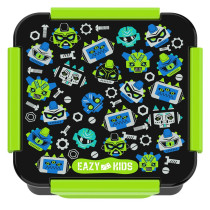 Eazy Kids Lunch Box Set and Tritan Water Bottle w/ Carry handle, Gen Z - Black, 650ml