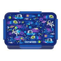 Eazy Kids Lunch Box Set and Tritan Water Bottle w/ Carry handle, Astronauts - Blue, 420ml