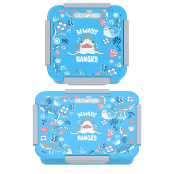 Eazy Kids Lunch Box Set, Shark - Blue