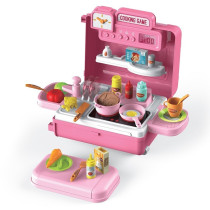 Little Story Role Play Chef/Kitchen/Restaurant Toy Set Luggage Case (41 Pcs) Inbuilt Light & Sound - Pink, 4-In-1 Mode For 3Years+, Unisex (LS_RPLC_KTPI)