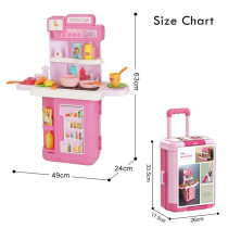 Little Story Role Play Chef/Kitchen/Restaurant Toy Set Luggage Case (41 Pcs) Inbuilt Light & Sound - Pink, 4-In-1 Mode For 3Years+, Unisex (LS_RPLC_KTPI)