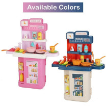 Little Story Role Play Chef/Kitchen/Restaurant Toy Set Luggage Case (41 Pcs) Inbuilt Light & Sound - Pink, 4-In-1 Mode For 3Years+, Unisex (LS_RPLC_KTPI)