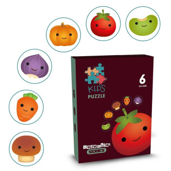 Little Story 6-in-1 Matching Puzzle Educational & Fun Game - Vegetables For 2Years+, Unisex (LS_PZ_MTVE)