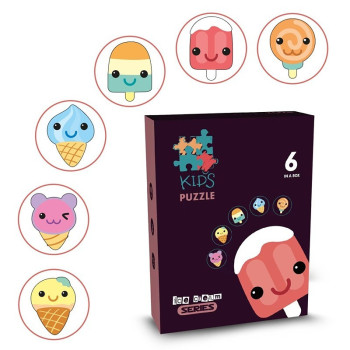 Little Story 6-in-1 Matching Puzzle Educational & Fun Game - Ice Cream For 2Years+, Unisex (LS_PZ_MTIC)
