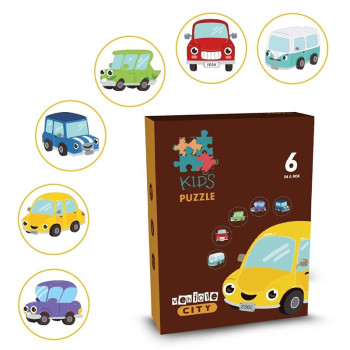 Little Story 6-in-1 Matching Puzzle Educational & Fun Game - Car For 2Years+, Unisex (LS_PZ_MTCA)