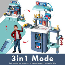 Little Story Role Play Doctor/Hospital Toy Set Luggage Case (38 Pcs) Inbuilt Light & Sound - Blue, 3-In-1 Mode For 3Years+, Unisex (LS_RPLC_HPBU)