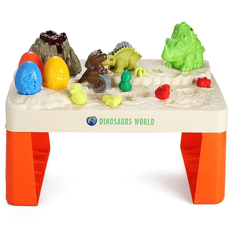 Little Story Role Play Dinosaur World Toy Set (17 Pcs) With Inbuilt Light & Sound Volcano & Dough- White, 2-In-1 Mode For 3Years+, Unisex (LS_RPDT_DIWH)